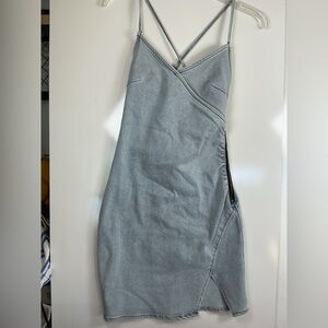 Chic Asymmetrical Denim Dress in Gray